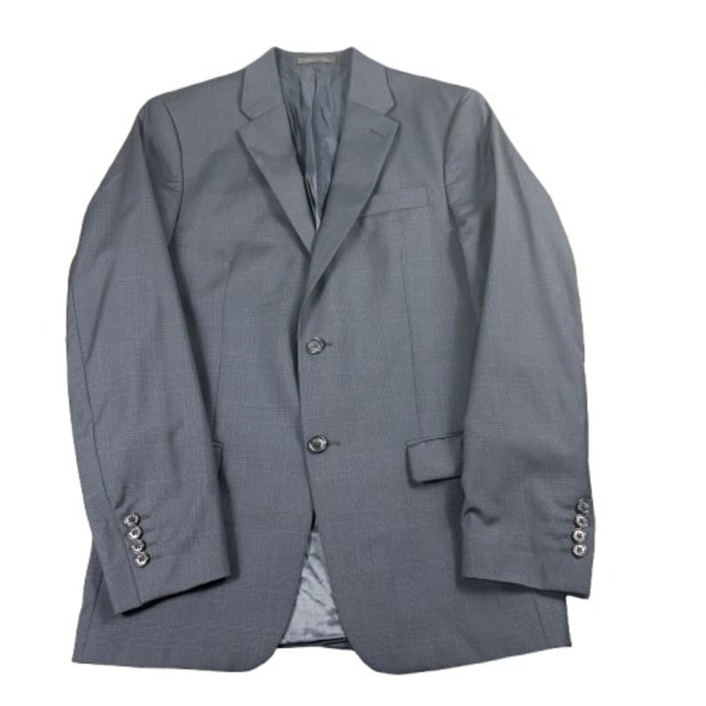 Calvin Klein‎ Men's Slim Fit Blazer Navy Blue Plaid 100% Wool Size 38R (Fair)